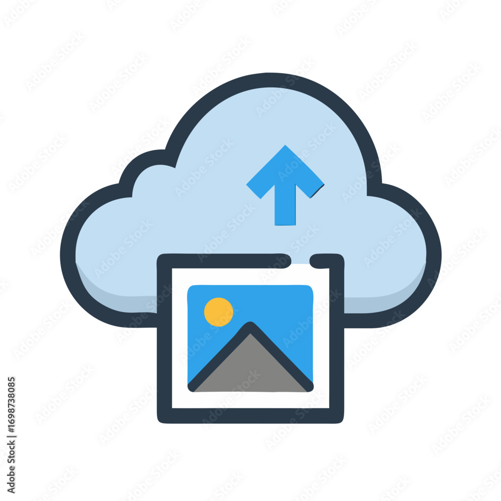 Poster cloud upload image graphic vector illustration for web design and application interface development 