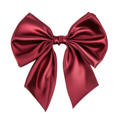 Elegant red satin bow isolated on transparent background