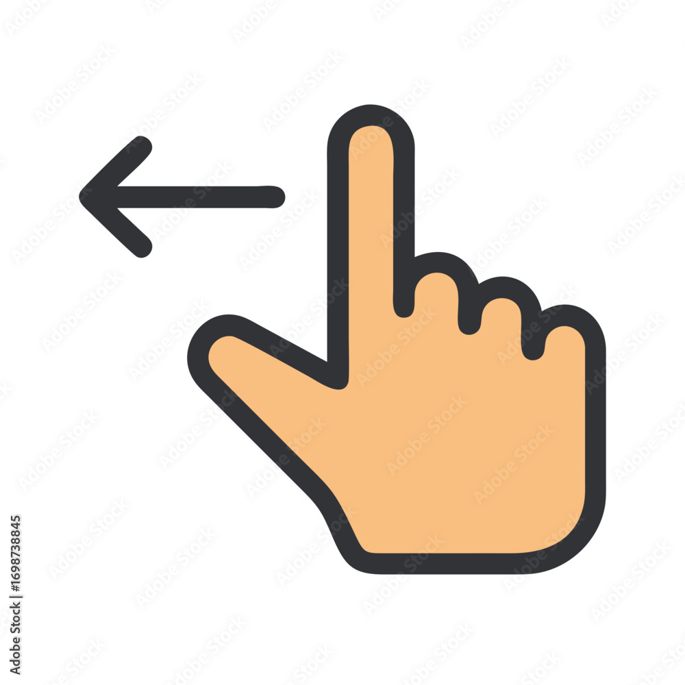 Aufkleber swipe left hand gesture vector illustration for user interface and experience design and presentatio