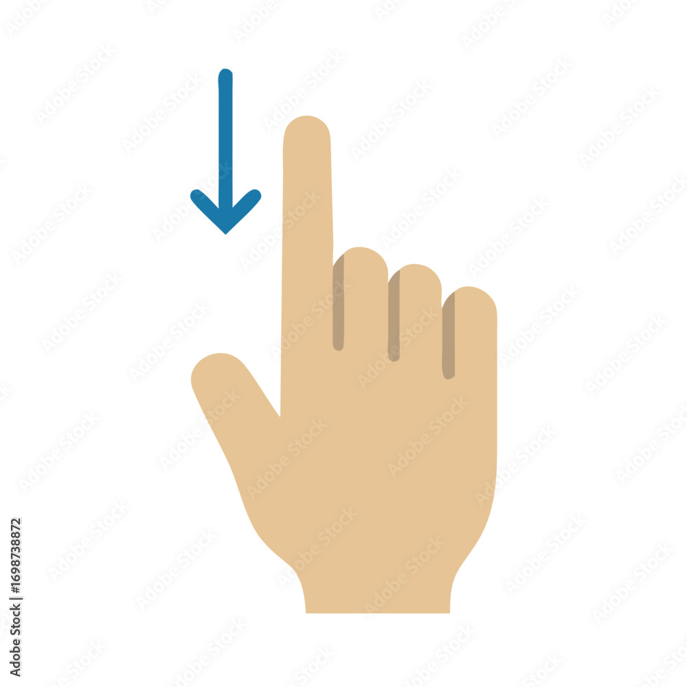 Aufkleber swipe down finger gesture icon for mobile app interface and user experience design element and illus