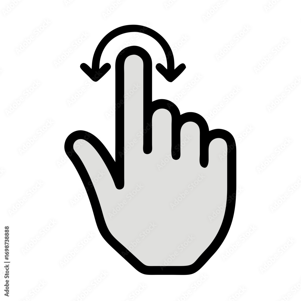 Aufkleber swipe gesture vector illustration for user interface design and mobile app development with hand and