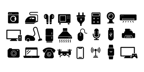 Vector home appliances silhouette icon set