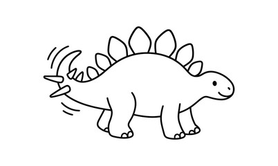 Obraz premium Adorable stegosaurus line art for kids coloring book or educational material