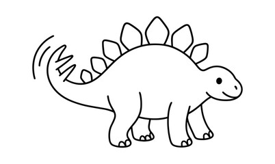 Fototapeta premium Happy stegosaurus outline for kids coloring