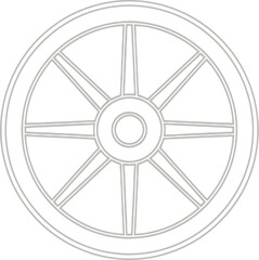 Naklejka premium Stylized white ancient wheel design isolated on a solid backdrop symbolizing progress vector