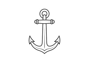 Classic anchor nautical symbol maritime icon simple outline drawing seaside adventure graphic vector © Payara