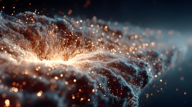 Abstract cosmic visual depicting a dramatic burst of glowing nebula energy against dark space background