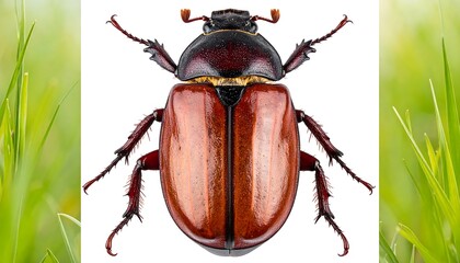 Brown beetle on white