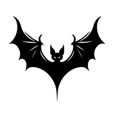Black and white vector silhouette of bat on white background 