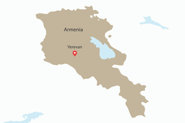 Fototapeta premium Vector graphic artwork suitable for print and web containing flat detailed map of ARMENIA