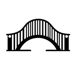 Black and white vector silhouette of bridge on white background 