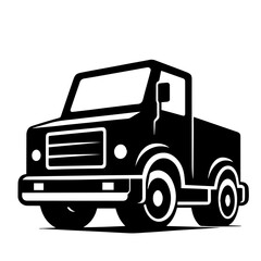 Black and white vector silhouette of vehicle on white background 