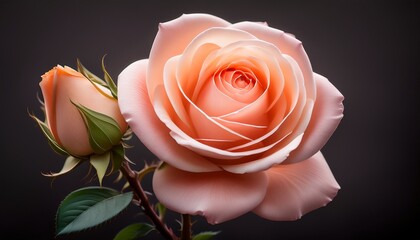 peach rose with bud a delicate peach rose and emerging bud capture the essence of natural beauty symbolizing growth blossoming and the promise of new beginnings