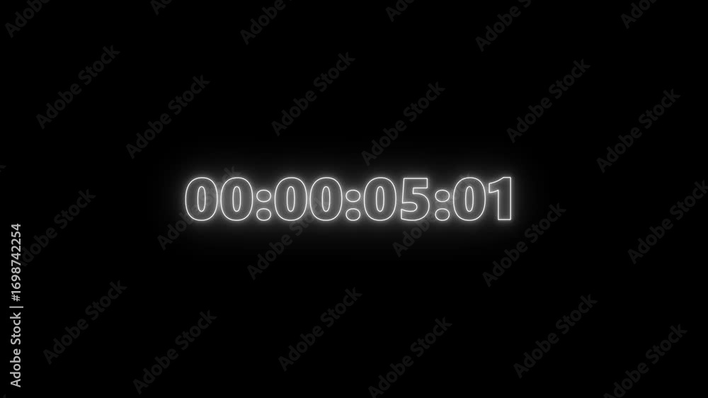 Poster digital neon clock businessman working time virtual countdown icon animation. 10 seconds countdown m
