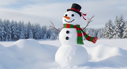 Obraz premium Happy Snowman in Winter Wonderland.