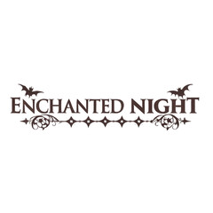 Fototapeta premium Enchanted night text with bat and star design on transparent background for magical or fantasy themed decoration