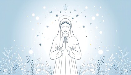 Obraz premium Praying Mary, light blue