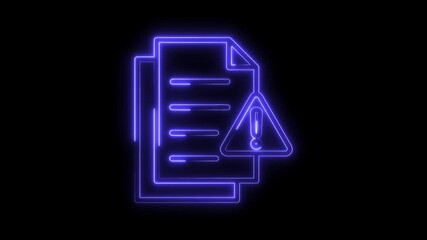 Neon document with warning sign alerting a potential error in data security