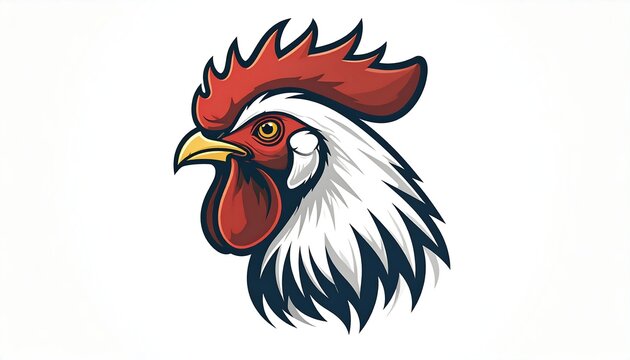 Rooster head profile, stylized illustration - Powered by Adobe