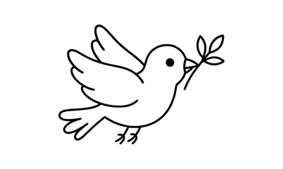 Obraz premium Minimalist dove with olive branch outline art