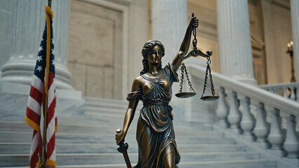 justice sculpture woman usa flag democracy metal sculpture visual