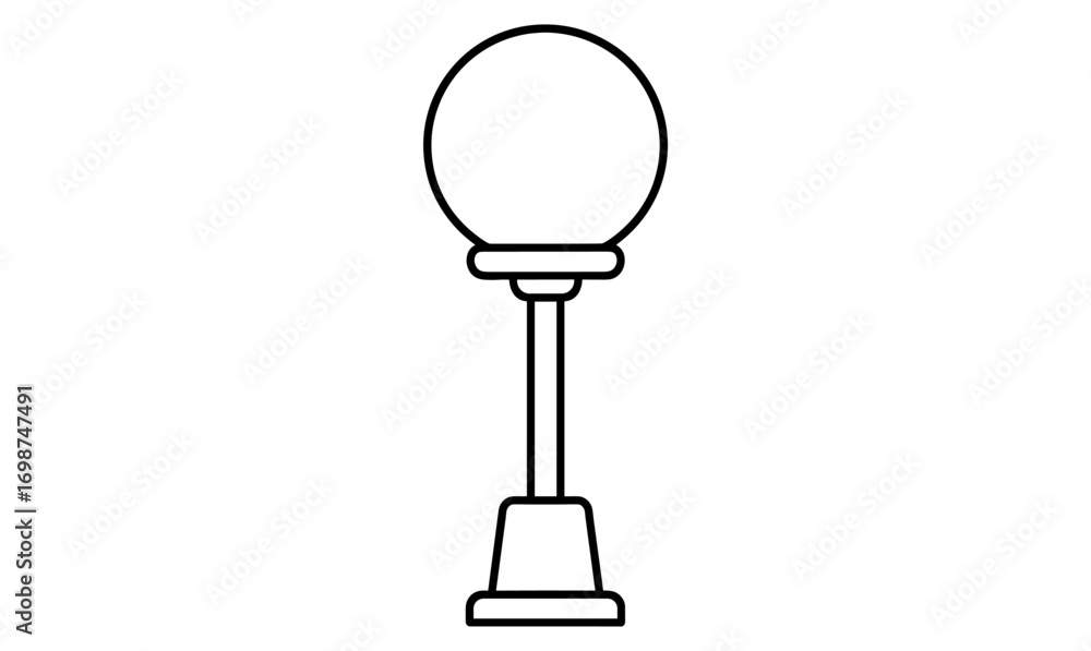 Poster simple linear lamp outline on stand in minimalist style