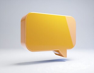 3D rendered, glossy, bright-yellow speech bubble icon on white background