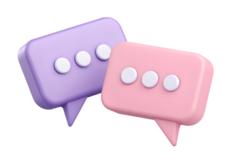 3D Cartoon Speech Bubbles in Pink and Purple chat