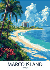 Tropical beach view of Marco Island, Florida © monika