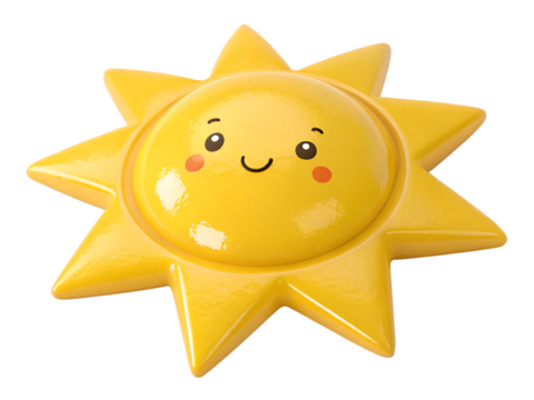 Cute Cartoon Sun with Smiling Face Keywords: sun, cartoon, smiling, happy, face, character