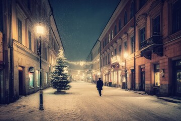 Obraz premium Melancholy and solitude captured in minimal lonely Christmas atmosphere.