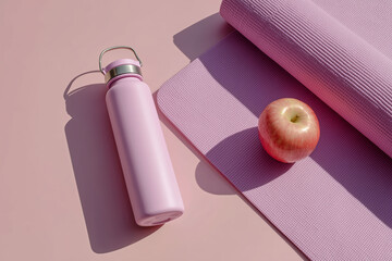 Promoting a healthy lifestyle with a focus on hydration and nutrition essentials in a pastel setting