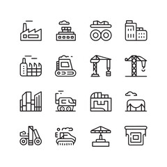 Industrial and Construction Line Icons Set