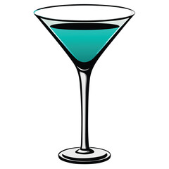 Elegant blue cocktail in glass vector illustration 