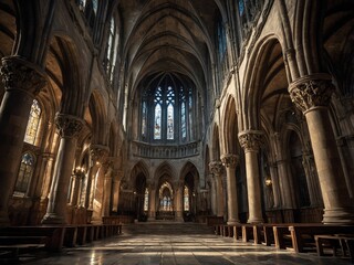 Fototapeta premium Historic Gothic Stone Cathedral with Ornate Architecture
