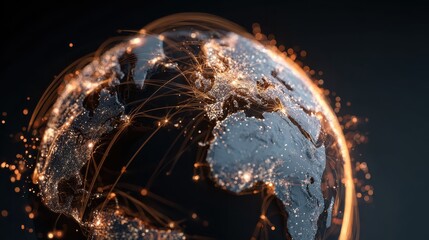 a glowing digital globe illustrating migration pathways symbolizing ai technology and global connectivity ideal for tech and innovation themes frances xavier cabrini day with ai