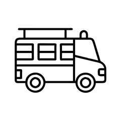 Outline camper van rv vector design for travel adventure and camping vacation road trip vehicle icon
