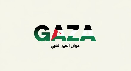 The word gaza is displayed in bold letters, with the palestinian flag integrated into the design