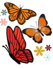 set of butterflies