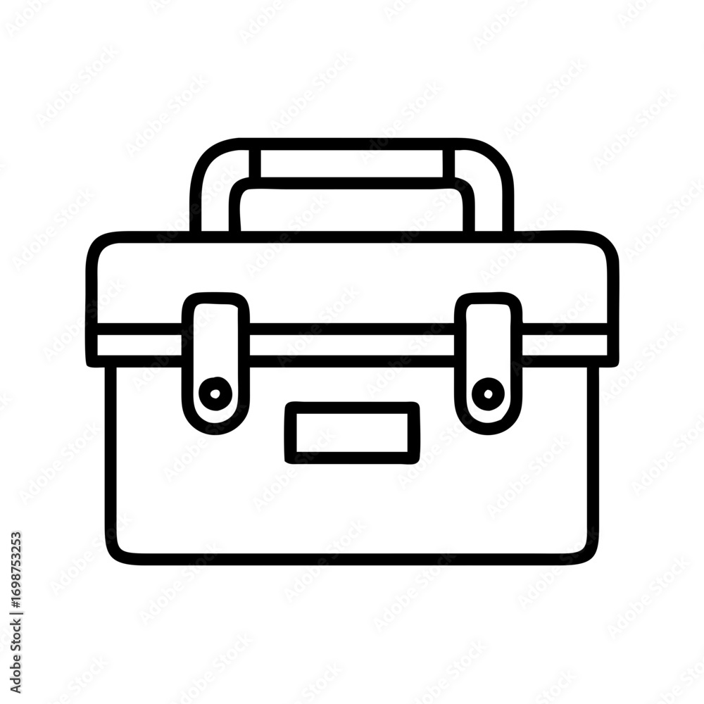 Poster toolbox outline vector graphic for diy projects and tool storage solutions black and white design