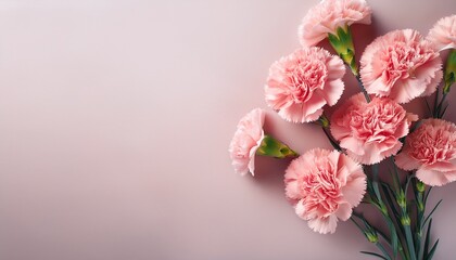 beautiful elegant pink carnation flower background copy space