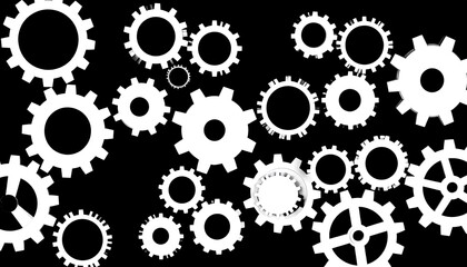Abstract gears on black background