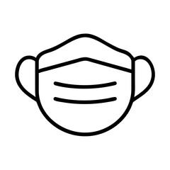 Face mask vector icon illustration for medical surgical or respiratory protection outline design