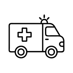 Ambulance vector icon outline drawing for emergency medical service and healthcare design needs