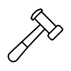 Outline hammer tool icon vector illustration for construction carpentry and woodworking projects