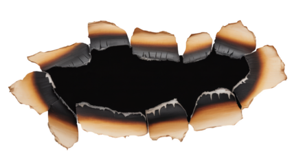 Burnt paper edges frame design with gradient on background illustration isolated on transparent background