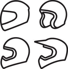 Obraz premium Set of Bike Helmet Outline vector illustration isolated On Transparent Background