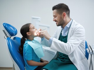Dentist Examining Young Patient's Teeth - Dental Checkup, Oral Hygiene, Healthcare