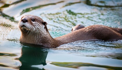 otters swimming belly up in the water