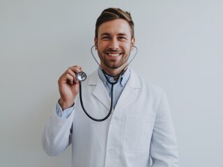 Smiling Doctor with Stethoscope: Healthcare Professional Portrait